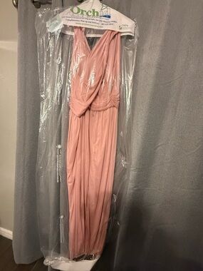 women's a line dresses with sleeves Fuchsia Formal Dresses V-Neck Minimalist Cap Sleeves A Line Stretch Satin Formal Dress main image 1